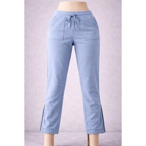 NWOT Fit 4 All Azul Blue French Terry Jogger Pants Small Zipper Ankle